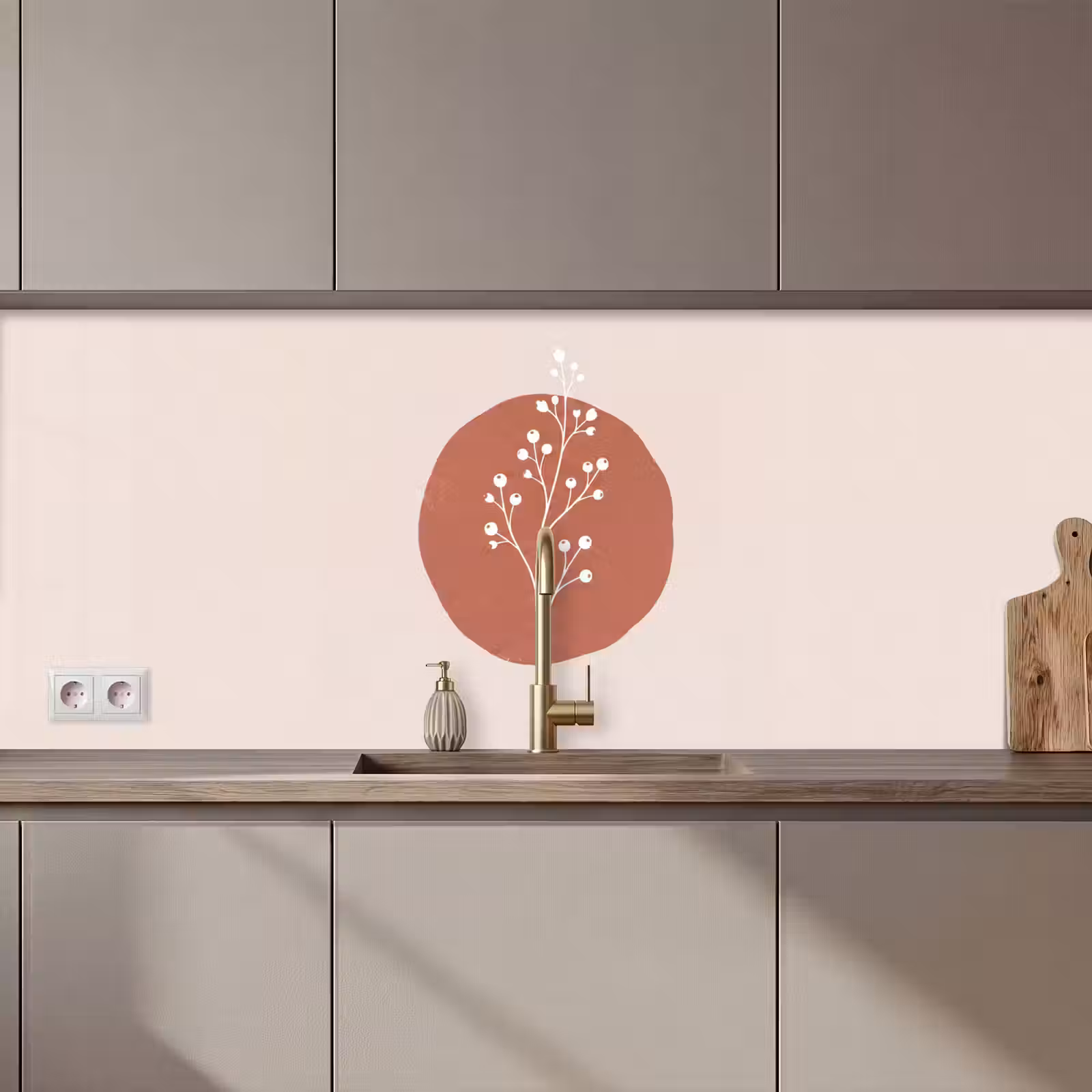 Keuken achterwand - Plant - Tak - Abstract - Modern - Wit — 1