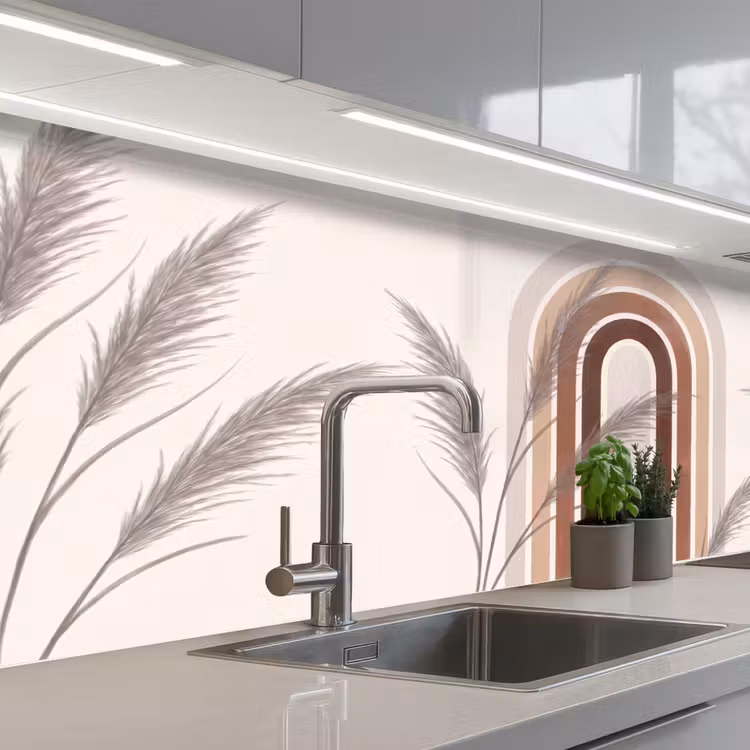 Keuken achterwand - Abstract - Bogen - Plant - Boho - Beige — 2