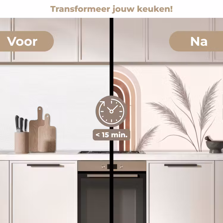 Keuken achterwand - Abstract - Bogen - Plant - Boho - Beige — 3
