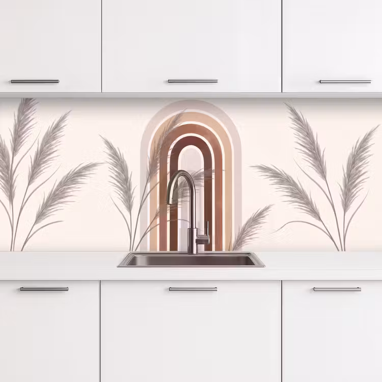 Keuken achterwand - Abstract - Bogen - Plant - Boho - Beige — 4