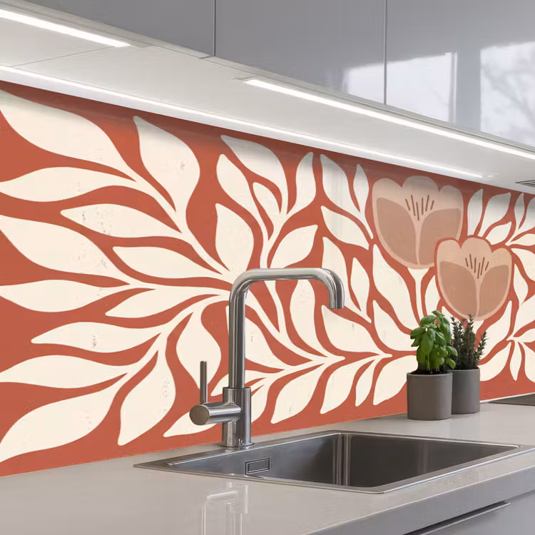 Keuken achterwand - Bloemen - Abstract - Modern - Beige - Natuur — 2