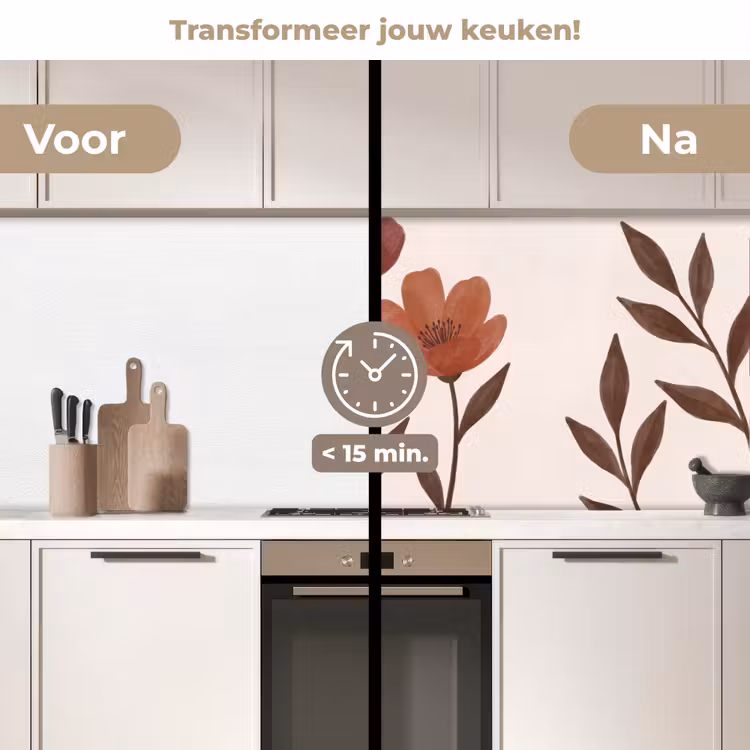 Keuken achterwand - Bloemen - Abstract - Modern - Bruin - Decoratief — 3