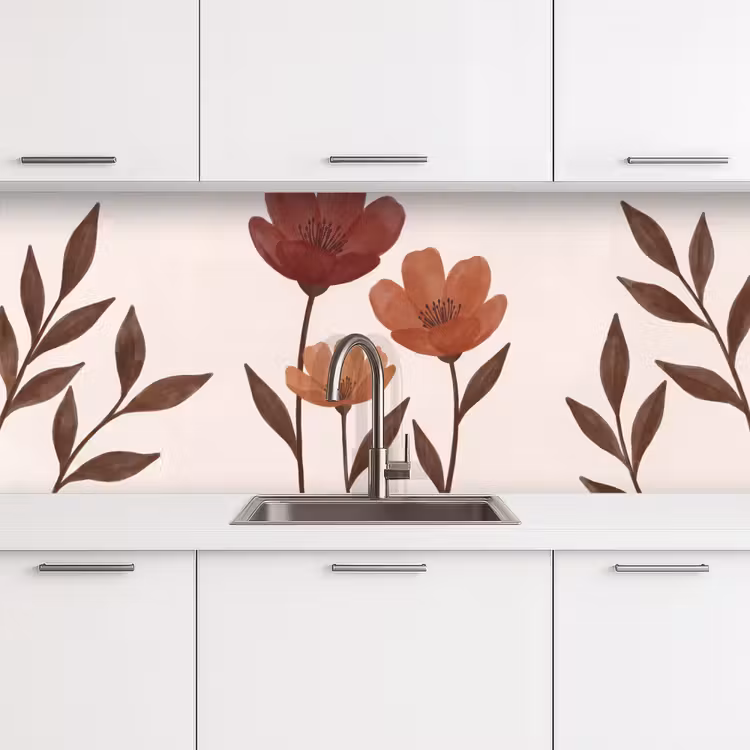 Keuken achterwand - Bloemen - Abstract - Modern - Bruin - Decoratief — 4