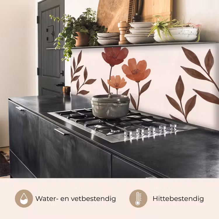 Keuken achterwand - Bloemen - Abstract - Modern - Bruin - Decoratief — 5