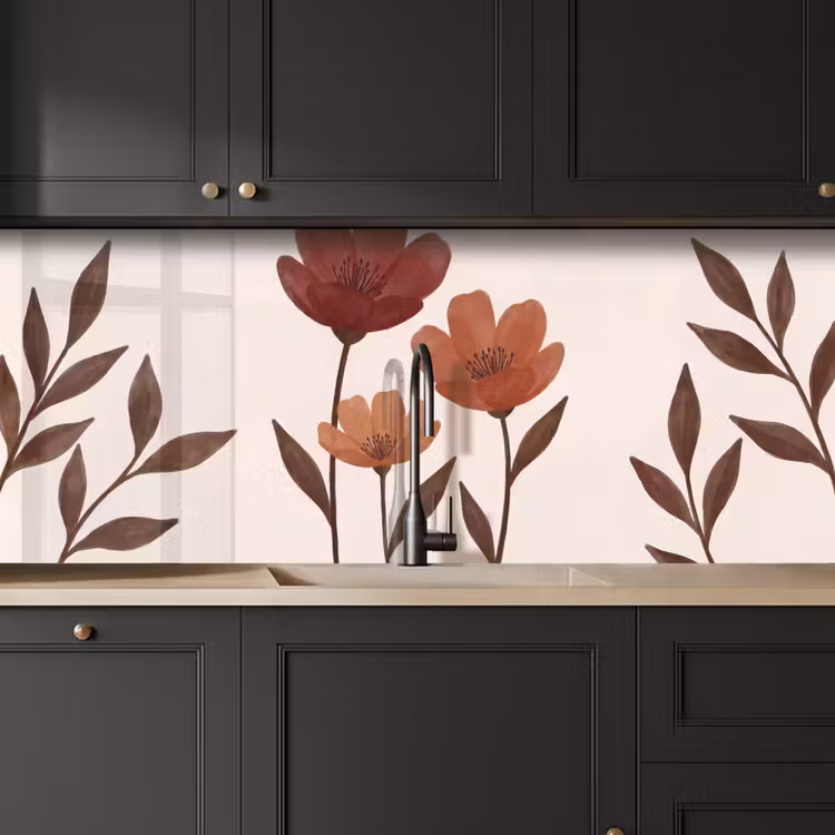 Keuken achterwand - Bloemen - Abstract - Modern - Bruin - Decoratief — 6