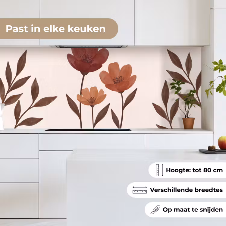 Keuken achterwand - Bloemen - Abstract - Modern - Bruin - Decoratief — 7