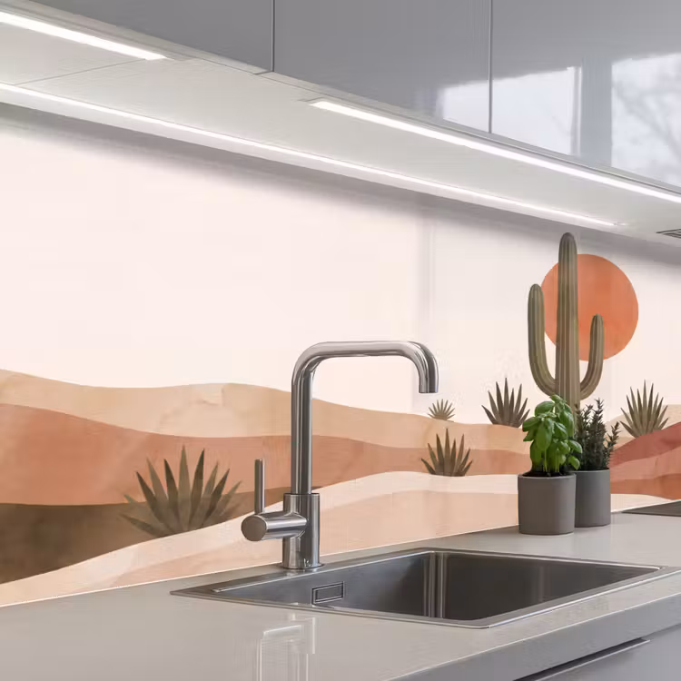Keuken achterwand - Cactus - Duinen - Modern - Landschap - Groen — 2