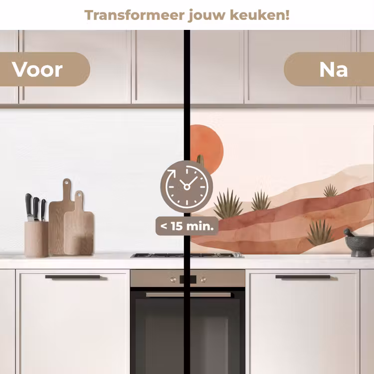 Keuken achterwand - Cactus - Duinen - Modern - Landschap - Groen — 3