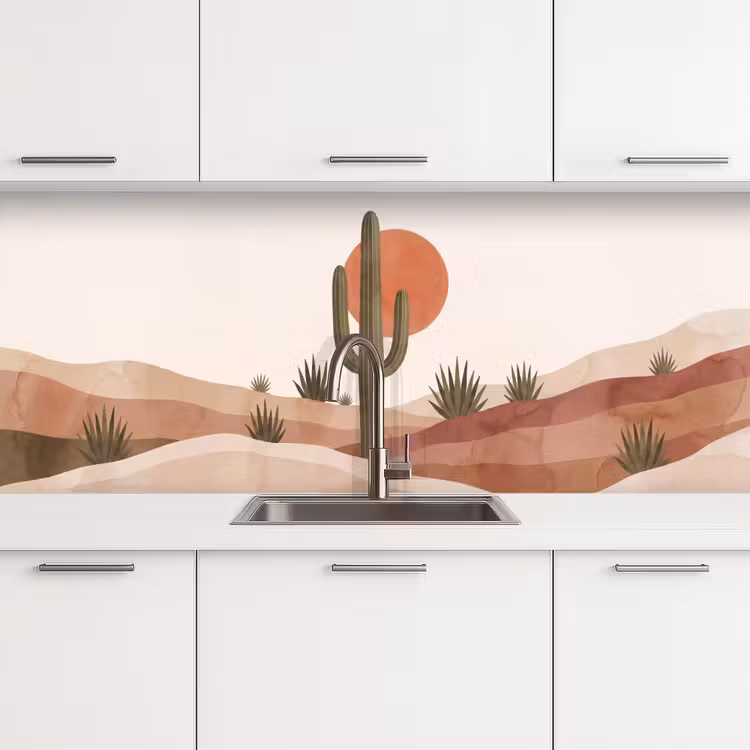 Keuken achterwand - Cactus - Duinen - Modern - Landschap - Groen — 4
