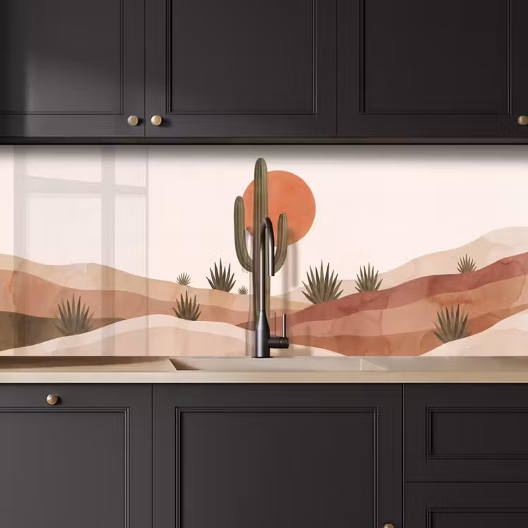 Keuken achterwand - Cactus - Duinen - Modern - Landschap - Groen — 6