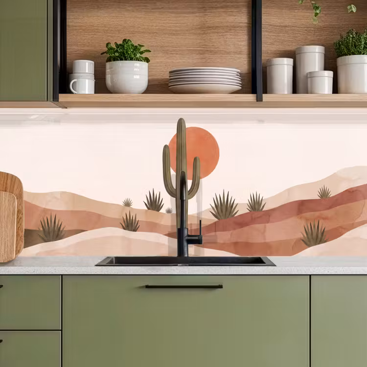 Keuken achterwand - Cactus - Duinen - Modern - Landschap - Groen — 8