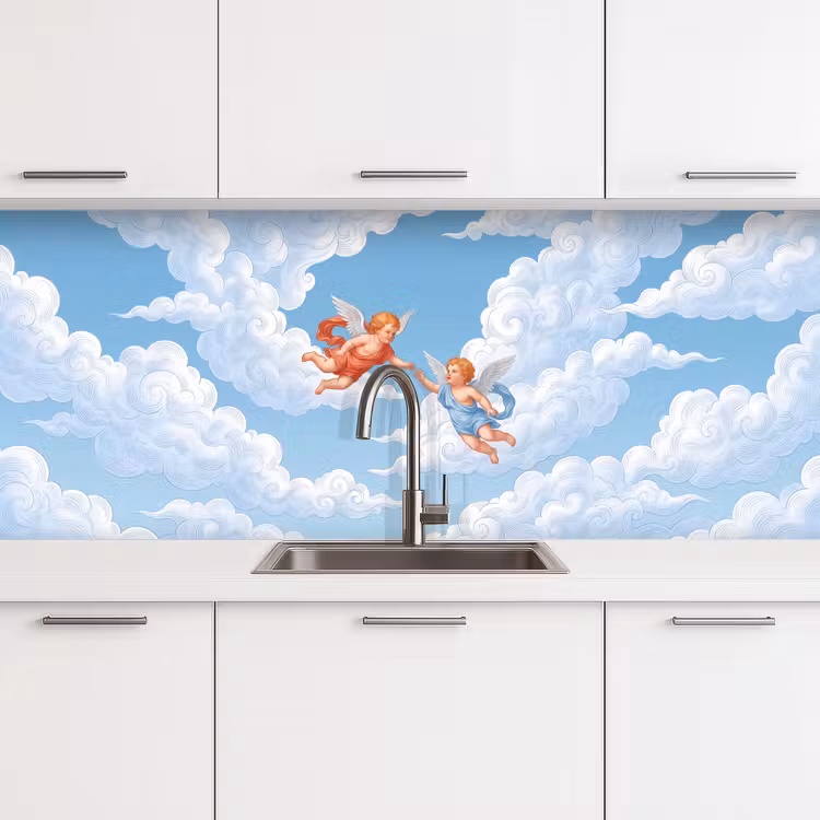 Keuken achterwand - Engel - Vliegend - Klassiek - Blauw — 4