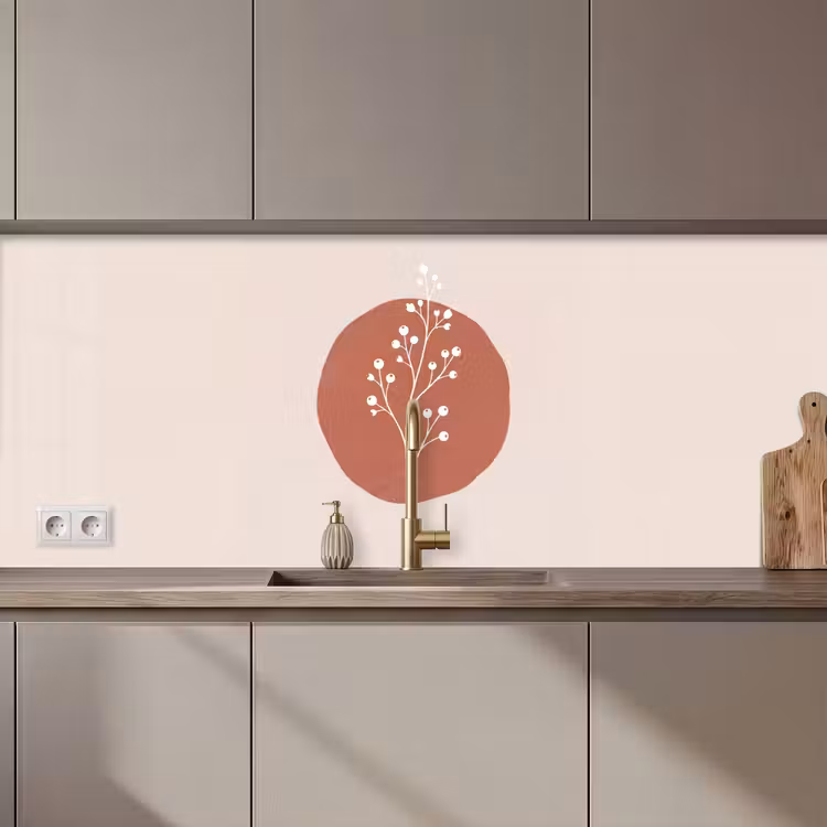 Keuken achterwand - Plant - Tak - Abstract - Modern - Wit — 1