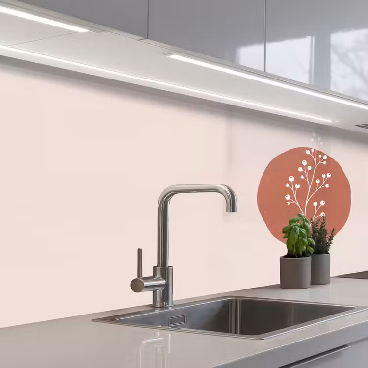 Keuken achterwand - Plant - Tak - Abstract - Modern - Wit — 2