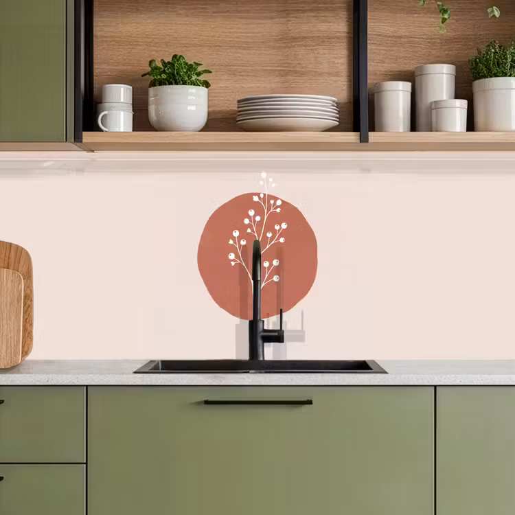 Keuken achterwand - Plant - Tak - Abstract - Modern - Wit — 8
