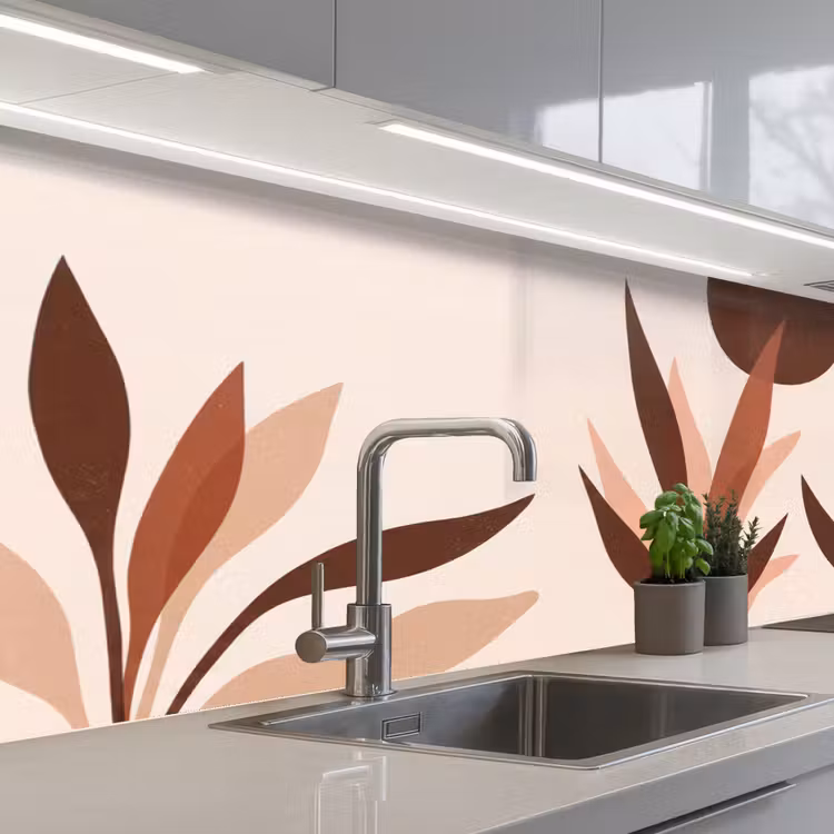 Keuken achterwand - Planten - Abstract - Natuur - Bruin — 2