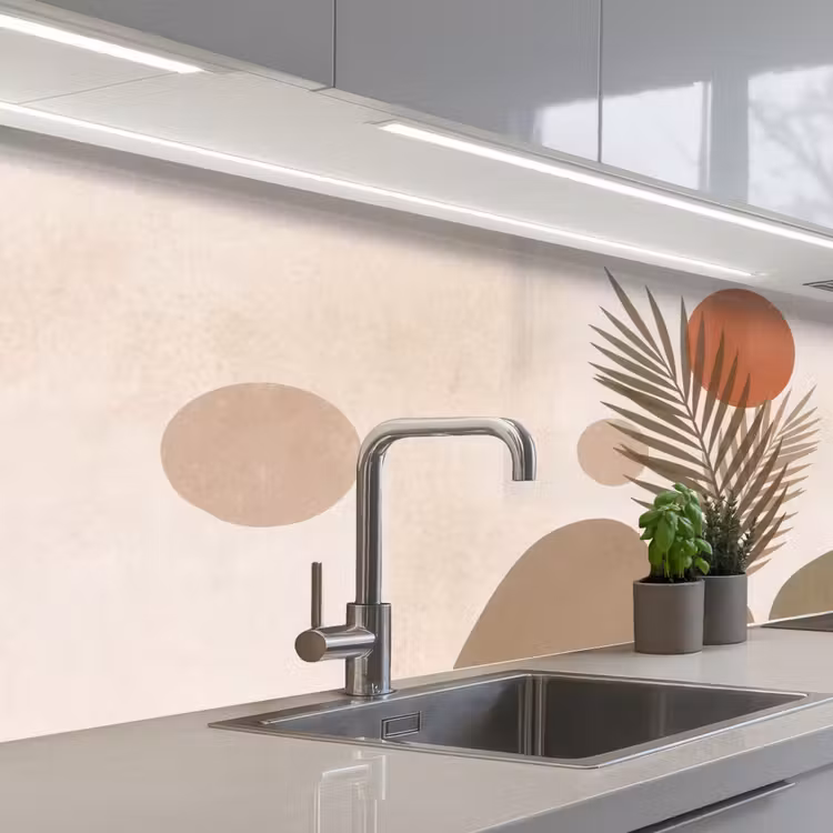 Keuken achterwand - Planten - Bladeren - Abstract - Modern - Beige — 2