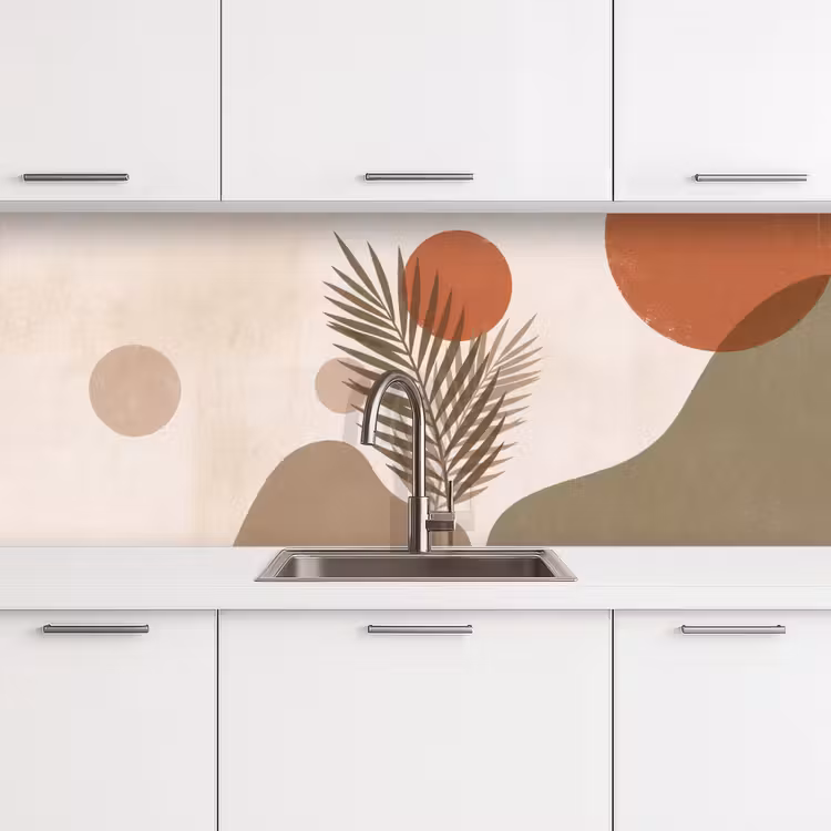 Keuken achterwand - Planten - Bladeren - Abstract - Modern - Beige — 4