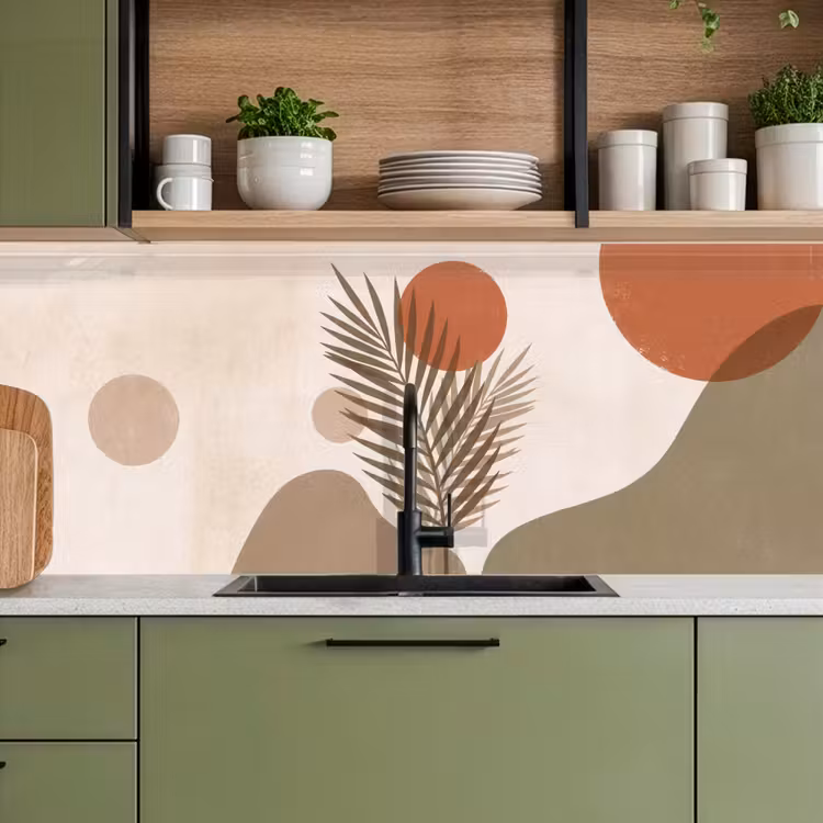Keuken achterwand - Planten - Bladeren - Abstract - Modern - Beige — 8