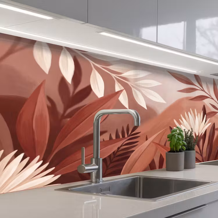 Keuken achterwand - Planten - Bladeren - Botanisch - Modern - Bruin — 2