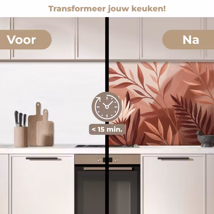 Keuken achterwand - Planten - Bladeren - Botanisch - Modern - Bruin — 3