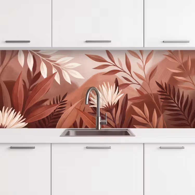 Keuken achterwand - Planten - Bladeren - Botanisch - Modern - Bruin — 4