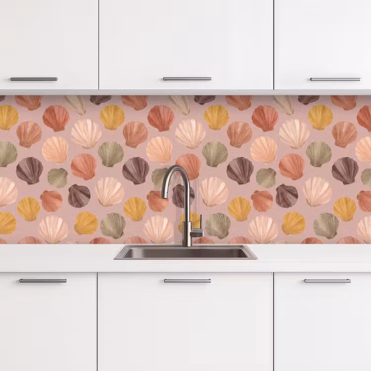 Keuken achterwand - Schelp - Patroon - Zee - Aquarel - Aardetinten — 4