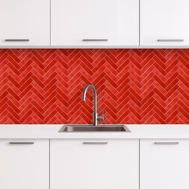 Keuken achterwand - Visgraat - Tegel - Rood — 4