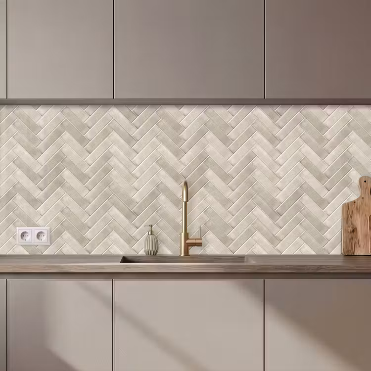 Keuken achterwand - Visgraat - Wandtegel - Beige — 1
