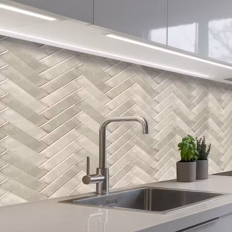 Keuken achterwand - Visgraat - Wandtegel - Beige — 2