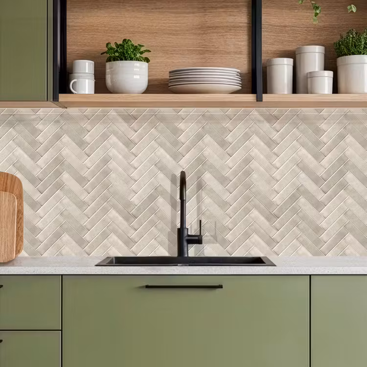Keuken achterwand - Visgraat - Wandtegel - Beige — 8