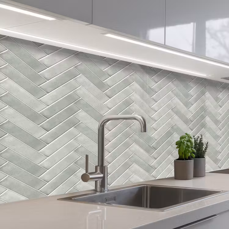 Keuken achterwand - Visgraat - Wandtegel - Grijs — 2