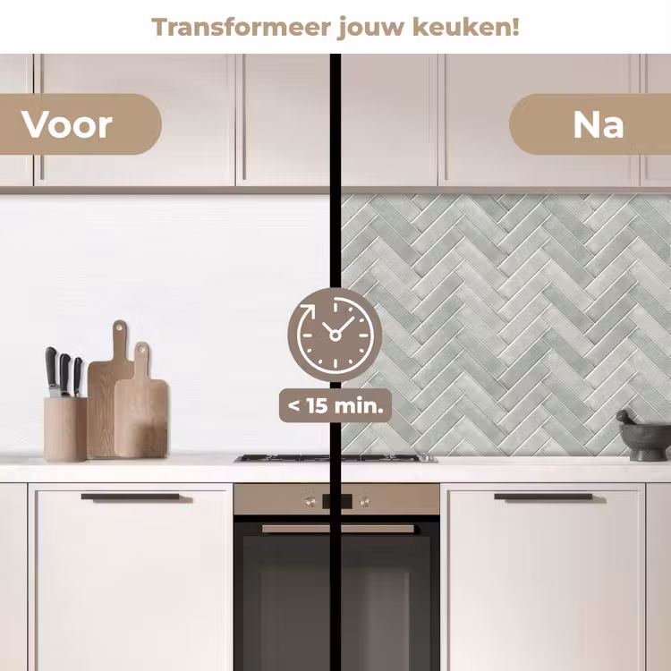 Keuken achterwand - Visgraat - Wandtegel - Grijs — 3
