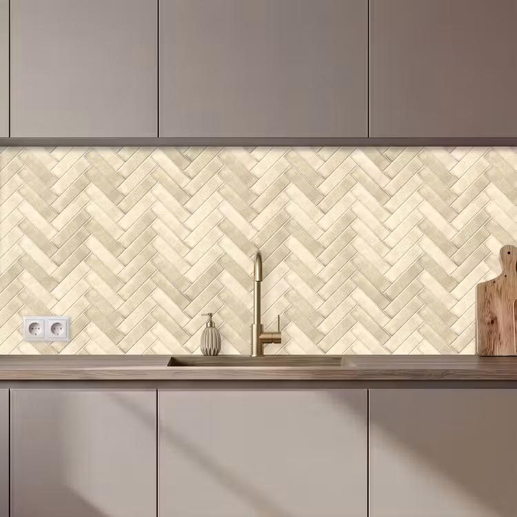 Keuken achterwand - Visgraat - Wandtegel - Licht Beige — 1