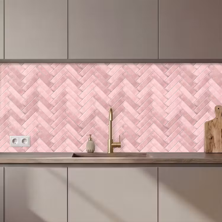 Keuken achterwand - Visgraat - Wandtegel - Lichtroze — 1