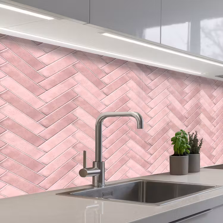 Keuken achterwand - Visgraat - Wandtegel - Lichtroze — 2