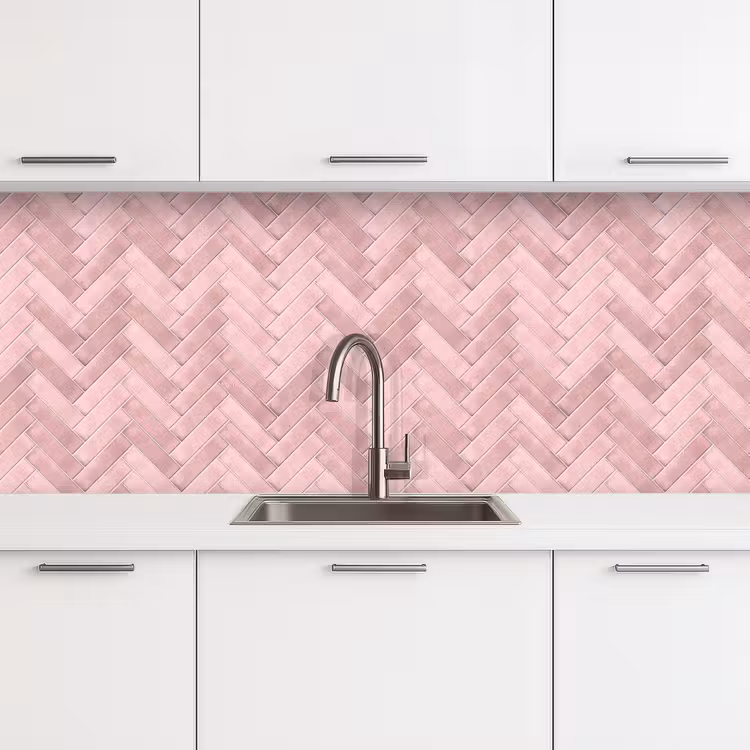 Keuken achterwand - Visgraat - Wandtegel - Lichtroze — 4