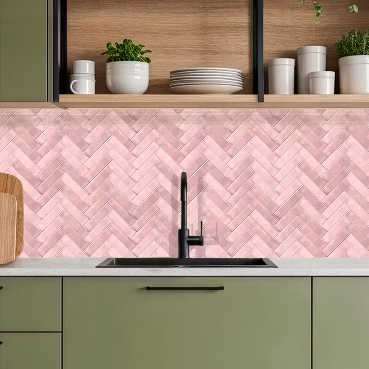 Keuken achterwand - Visgraat - Wandtegel - Lichtroze — 8