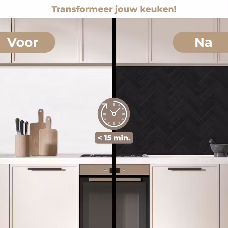 Keuken achterwand - Visgraat - Wandtegel - Mat - Zwart — 3