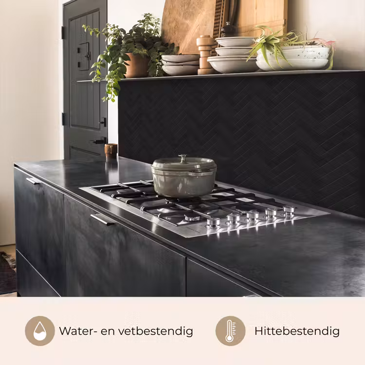 Keuken achterwand - Visgraat - Wandtegel - Mat - Zwart — 5