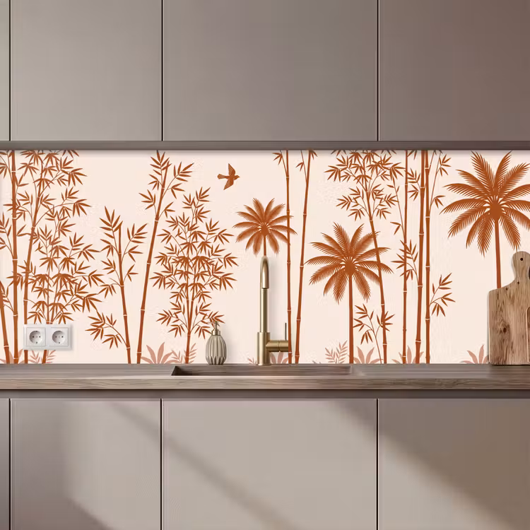 Keuken achterwand - Vogel - Boom - Tropisch - Minimalistisch - Bruin — 1