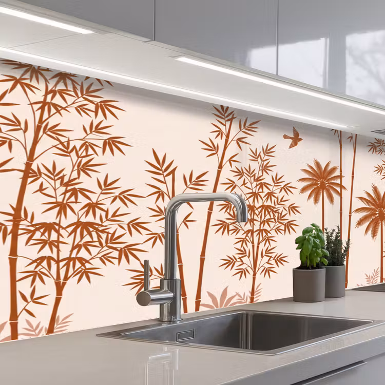 Keuken achterwand - Vogel - Boom - Tropisch - Minimalistisch - Bruin — 2