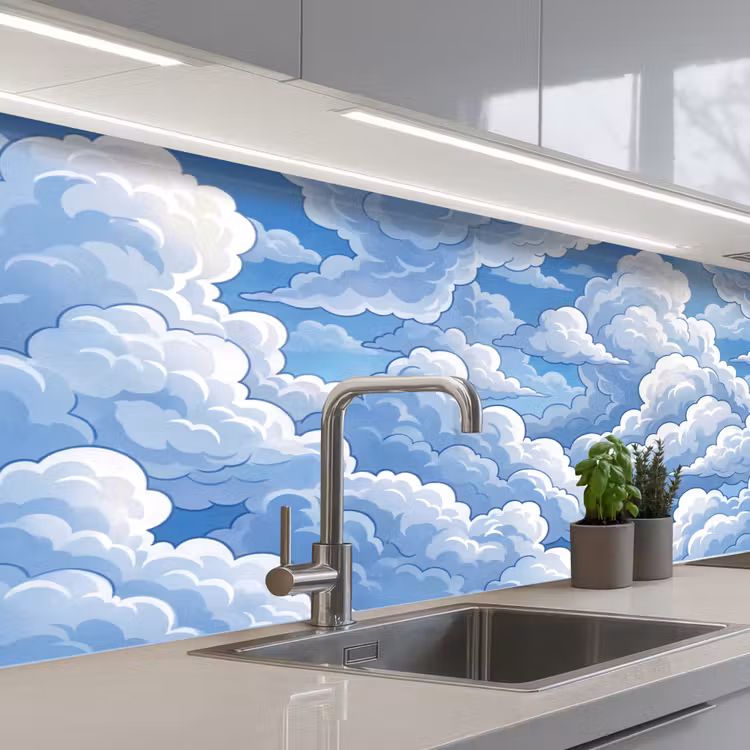 Keuken achterwand - Wolken - Hemel - Abstract - Wit — 2