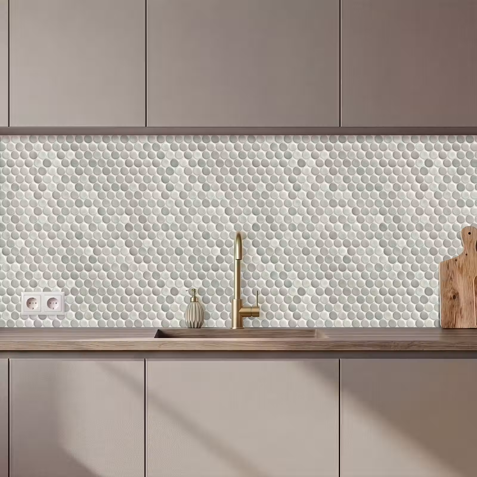 Keuken achterwand - Penny - Mozaïek - Lichtgrijs — 1