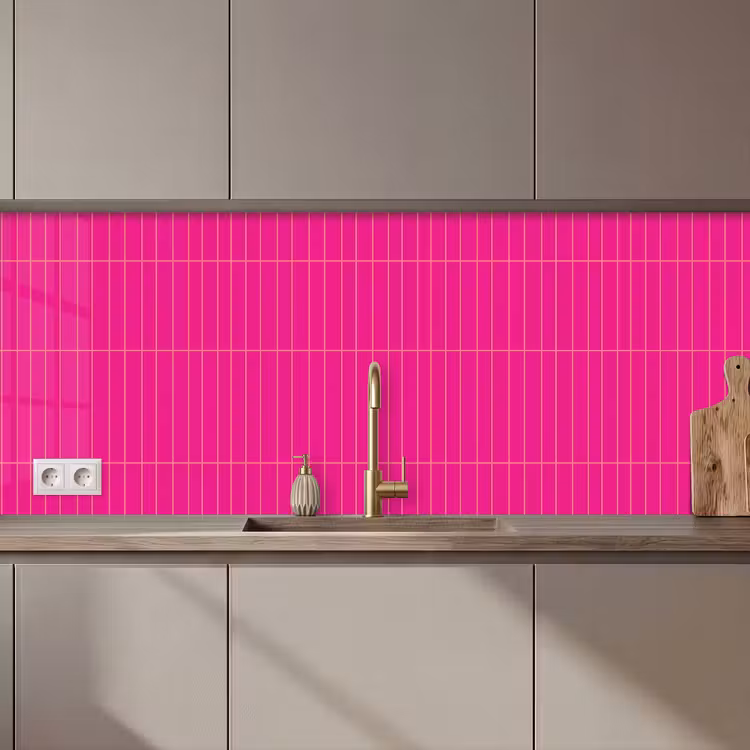 Keuken achterwand - Patroon - Tegel - Magenta - Roze — 1