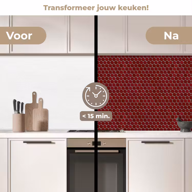 Keuken achterwand - Penny - Mozaïek - Rond - Rood — 3