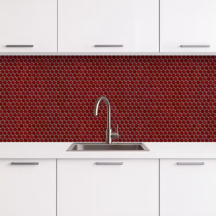 Keuken achterwand - Penny - Mozaïek - Rond - Rood — 4