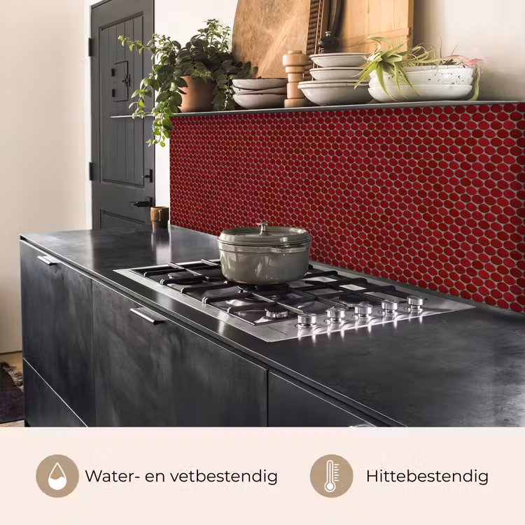 Keuken achterwand - Penny - Mozaïek - Rond - Rood — 5
