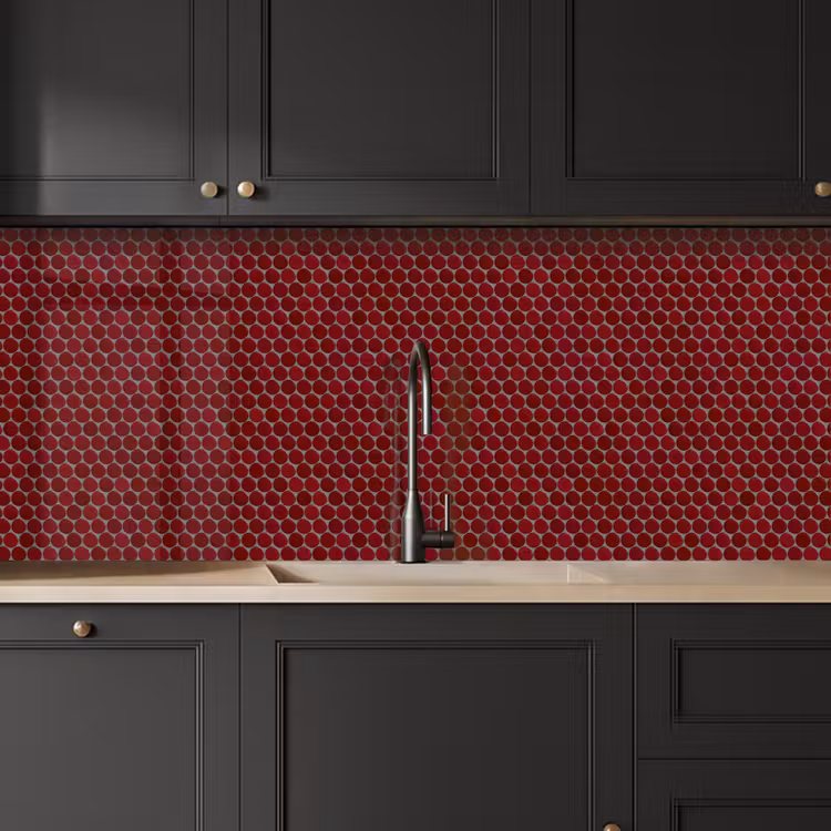 Keuken achterwand - Penny - Mozaïek - Rond - Rood — 6