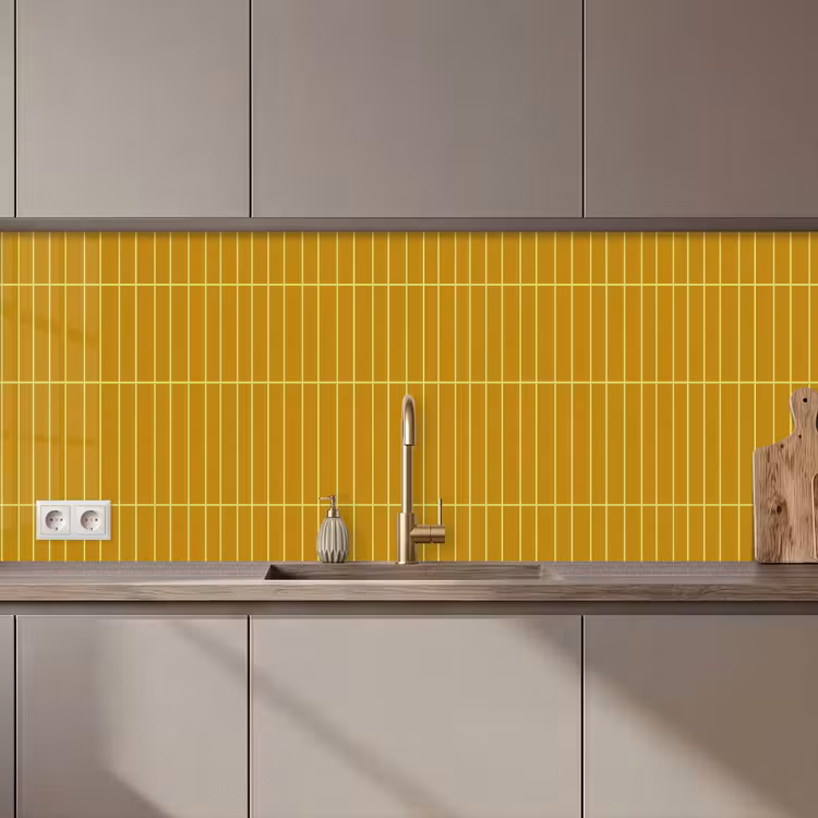 Keuken achterwand - Tegels - Verticaal - Mosterdgeel — 1